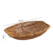 Creative Fruit Plate Imitation Rattan Woven Retro Living Room Snack Storage and Placement Square Afternoon Tea Heart Plate