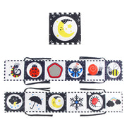 સંવેદનાત્મક કાપડ પુસ્તક બાળકોના રમકડાં 0 12 મહિના નવજાત બેડ પારણું બમ્પર કાળા અને સફેદ પ્રાણી શાંત પુસ્તકો મોન્ટેસરી બાળકોના પુસ્તક રમકડાં