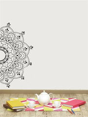 બેડરૂમ લિવિંગરૂમ મ્યુરલ પોસ્ટર HD277 માટે હાફ મંડલા બેડસાઇડ વોલ ડેકલ યોગા ભારતીય બૌદ્ધ ધર્મ વોલ સ્ટીકર આર્ટ રિમુવેબલ