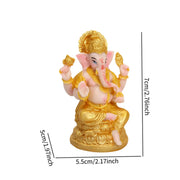 Ganesha Sitting Buddha Statue Decorative Collectible Handmade Craft Sculpture for Living Room Bedroom Home Bookshelf Office