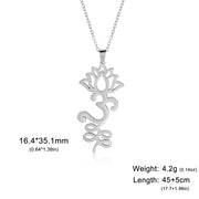 Skyrim Lotus Flower Yoga Om Unalome Pendant Necklace Stainless Steel Neck Chain for Women Buddhism Mandala Amulet Jewelry Gift