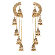Retro Bollywood Oxidized Women Jhumka Indian Earrings Femmes 2020 Ethnic Gold Silver Color Afghan Bell Long Tassel Drop Earrings