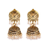 Ethnic Retro Geometric Turkish Jhumka Earrings For Women Indian Jewelry Flower Gold Color Bell Tassel Dangling Earrings