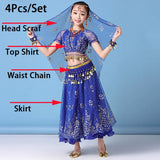 4pcs/set New Kids Belly Dance Costume Set Oriental Indian Dancing Costumes Belly Dance Wear Dress Indian Clothes for Girls