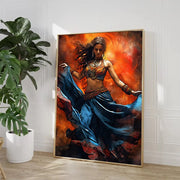 ભારતીય મહિલા લોક નૃત્ય પોસ્ટર એથનિક ગર્લ્સ કેનવાસ પેઇન્ટિંગ પ્રિન્ટ વોલ આર્ટ ચિત્રો લિવિંગ રૂમ હોમ ડેકોર માટે કુઆડ્રોસ