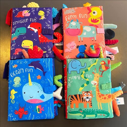 Soft Baby Books 3D Touch Feel Cloth Crinkle Books for Babies Sensory Early Learning Stroller Toys for Infant Baby 0 3 6 12Months