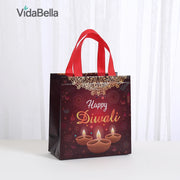 Vibrant Indian Diwali Gift Tote Bags, Reusable non woven,  for festive supplies, packing goodies, candy toys, 12/30pcs