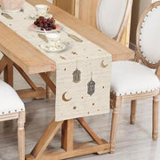 180*35cm Ramadan Star And Moon Lantern Table Runner Eid Decoration Table Runner Dust Cover Muslim Festival Decor Long Tablecloth