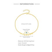 Aide 925 Sterling Silver Enamel Eye With Sequin Double Chain Anklets For Women K Gold Pendant Bohemian Jewelry Beach Party Gift