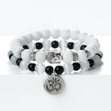 Natural Stone Bracelet Set Men Vintage Ethnic Buddha Braclets Charm OM Symbol Bangles Friendship Women Yoga Healing Jewelry Gift