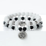 Natural Stone Bracelet Set Men Vintage Ethnic Buddha Braclets Charm OM Symbol Bangles Friendship Women Yoga Healing Jewelry Gift