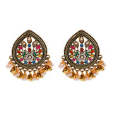 Ethnic Retro Geometric Turkish Jhumka Earrings For Women Indian Jewelry Flower Gold Color Bell Tassel Dangling Earrings
