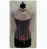 ભારતીય ભારે ઉદ્યોગ નેઇલ બીડ શાલ લાંબી ટેસલ ચેઓંગસમ મહિલા ચળકતી