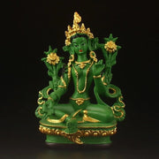 1 pc Resin painted green Tara Bodhisattva Buddha Statue Sculpture Crafts Feng Shui Accessories sacrifice pray for auspiciousness