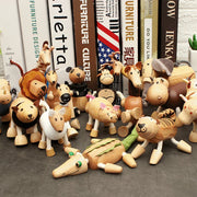 Wooden Action Toy Figures Simulation Animal Movable Joint Model Doll Elephant Monkey Giraffe Lion Educational Toys For Children