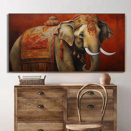 વિન્ટેજ જૂની શૈલી પરંપરાગત ભારતીય હિન્દુ પ્રાચીન ધાર્મિક હાથી પ્રાણી પોસ્ટર કેનવાસ પેઇન્ટિંગ વોલ આર્ટ ચિત્રો ઘર સજાવટ
