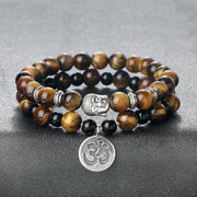 Natural Stone Bracelet Set Men Vintage Ethnic Buddha Braclets Charm OM Symbol Bangles Friendship Women Yoga Healing Jewelry Gift