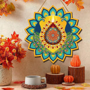 Diwali Decorations for Home – Festive Wooden Door Sign with Indian Motifs for Deepawali, Weddings of Lights Celebrations