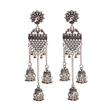 Retro Bollywood Oxidized Women Jhumka Indian Earrings Femmes 2020 Ethnic Gold Silver Color Afghan Bell Long Tassel Drop Earrings