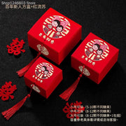 50pcs Retro Red Chinese Style Candy Boxes Wedding Gifts for Guests Mariage Paper Chocolate Packaging Box Boite Gateau Mariage