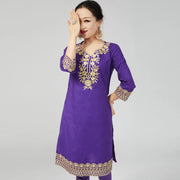 Indian Women's Pure Cotton Long Sleeved Top Embroidery Craft Pakistan Traditional Top Wear Sleeved Ethnic Clothing