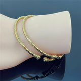 2 Pcs Bangles For Women Indian Jewelry Gold Two Tones Bracelets Dubai African Moroccan