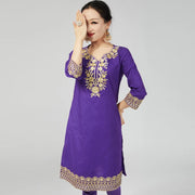 Indian Women's Pure Cotton Long Sleeved Top Embroidery Craft Pakistan Traditional Top Wear Sleeved Ethnic Clothing