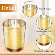 Gold Votive Candle Holder 12Pcs Speckled Glass Tealight for Wedding Parties Hotel Cafe Bar Birthday Home Decoration Party Gift