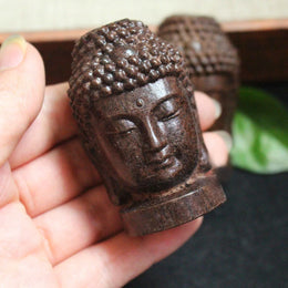 Creative Buddha Statue Wooden Sakyamuni Tathagata Figurine India Buddha Head Statue Crafts Decorative Ornament