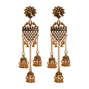 Retro Bollywood Oxidized Women Jhumka Indian Earrings Femmes 2020 Ethnic Gold Silver Color Afghan Bell Long Tassel Drop Earrings