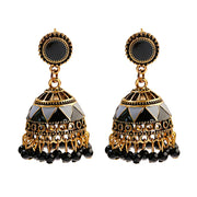Ethnic Retro Geometric Turkish Jhumka Earrings For Women Indian Jewelry Flower Gold Color Bell Tassel Dangling Earrings