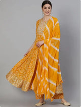 પ્રિન્ટેડ 3-પીસ પ્યોર કોટન સેટ સાથે ભારતીય મહિલાઓના પરંપરાગત કપડાંનો સેટ