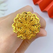 XUHUANG Dubai Gold Color Rings For Women Wedding Africa Bride Indian Fashion Hawaiian Jewelry Party Gifts New Style