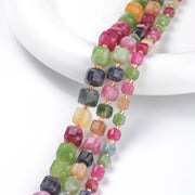 Natural Tourmaline Beads Faceted Square Stone Loose Bead for Diy Charms Bracelet Necklace Jewelry Making Crafts Accessories