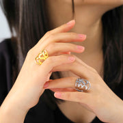 LIKGREAT OM Symbol Buddhism Yoga Ring For Women Stainless Steel Indian Hindu Open Rings Supernatural Spiritual Amulet Jewelry