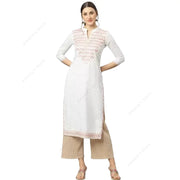 કુર્તા મહિલા ભારતીય રેયોન કુર્તી ટ્યુનિક ગોલ્ડ પ્રિન્ટ એથનિક ટોપ સ્પ્રિંગ સમર પાતળો લાંબો બ્લાઉઝ