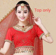 Bollywood Belly Dance Costume Set Indian Dance Sari 2/3/4/5pcs Chiffon Belly Dance Clothing Women Oriental Dance Practice Suit