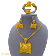 Luxury Indian Dubai 24k Gold Plated Necklace And Earrings Sets For Women Ethiopian Bridal Jewelry Set Wedding Accesorios