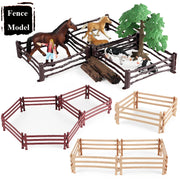Oenux Simulation Farm Fence Scene Toy Trees House Farmer Unicorn Animals Model Miniature Craft Home Decoration Cute Kids Gift