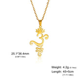 Skyrim Lotus Flower Yoga Om Unalome Pendant Necklace Stainless Steel Neck Chain for Women Buddhism Mandala Amulet Jewelry Gift