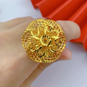 XUHUANG Dubai Gold Color Rings For Women Wedding Africa Bride Indian Fashion Hawaiian Jewelry Party Gifts New Style