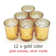 Gold Votive Candle Holder 12Pcs Speckled Glass Tealight for Wedding Parties Hotel Cafe Bar Birthday Home Decoration Party Gift