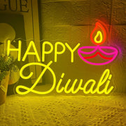 ભારતીય દિવાળી બેકડ્રોપ વોલ હોમ બેડરૂમ પાર્ટી ડેકોર ગિફ્ટ માટે હેપ્પી દિવાળી નિયોન સાઇન યુએસબી ડિમેબલ એલઇડી નિયોન લાઇટ