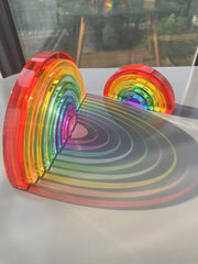 બાળકો માટે ખુલ્લા રમત માટે નવી ડિઝાઇન મોન્ટેસરી રમકડાં સી થ્રુ રેઈન્બો લ્યુસાઈટ સ્ટેકીંગ બ્લોક્સ એક્રેલિક હાઇટ્રાન્સપરન્ટ