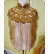 ભારતીય ભારે ઉદ્યોગ નેઇલ બીડ શાલ લાંબી ટેસલ ચેઓંગસમ મહિલા ચળકતી