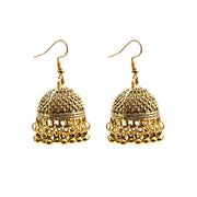 Ethnic Retro Geometric Turkish Jhumka Earrings For Women Indian Jewelry Flower Gold Color Bell Tassel Dangling Earrings