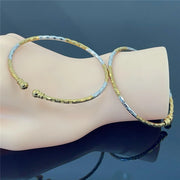 2 Pcs Bangles For Women Indian Jewelry Gold Two Tones Bracelets Dubai African Moroccan