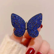 Blue Butterfly Brooches Crystal Rhinestones Metal Pins Flying Insect Brooch for Women Clothing Jewelry Gifts