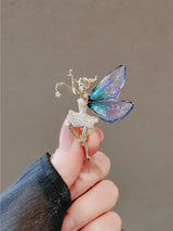 Blue Butterfly Brooches Crystal Rhinestones Metal Pins Flying Insect Brooch for Women Clothing Jewelry Gifts