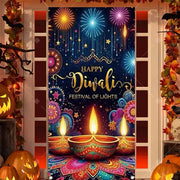 Diwali Decoration Party Background  Indian Diwali Peacock Candle Party Supplies Door Decoration Festival Door Cover Backdrop